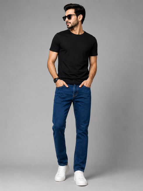 Regular Fit Denim Jeans For Men’s Deep Dark blue