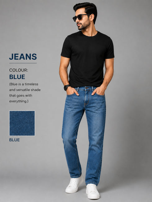 Regular Fit Denim Jeans For Men’s Denim blue