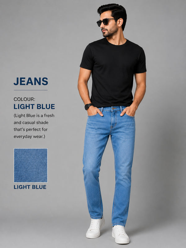 Regular Fit Denim Jeans For Men’s light blue