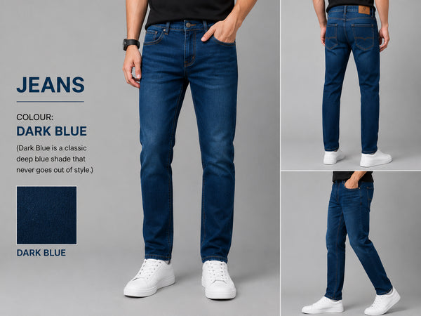 Regular Fit Denim Jeans For Men’s Dark Blue