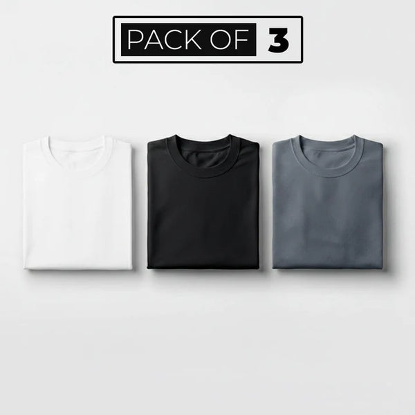 Pack of 3 - Cotton Round Neck Tees