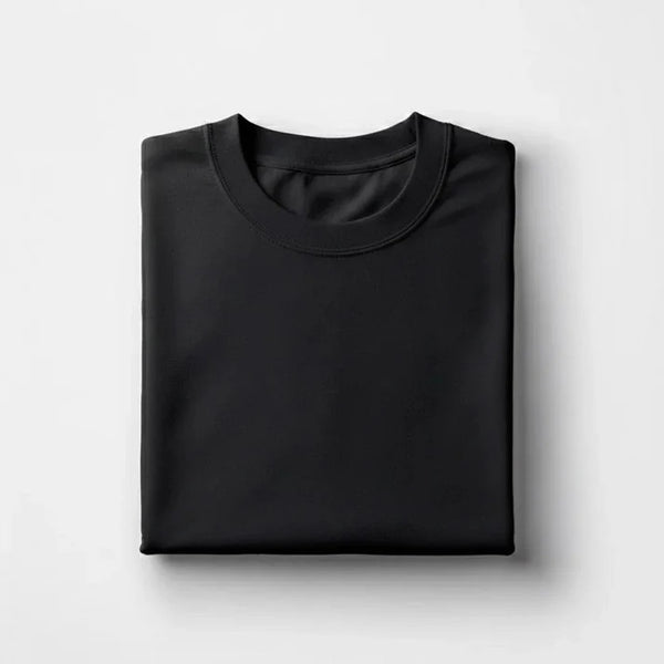 Cotton Round Neck Tee - Black