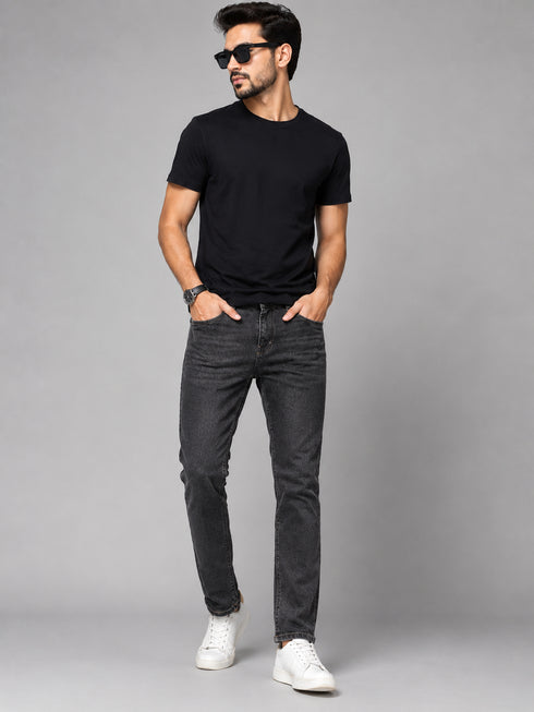 Regular Fit Denim Jeans For Men’s Drak Grey