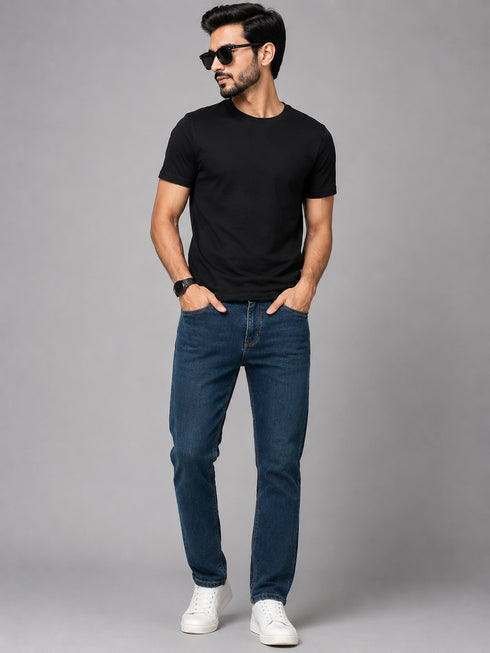 Regular Fit Denim Jeans For Men’s Greenes Drak Blue