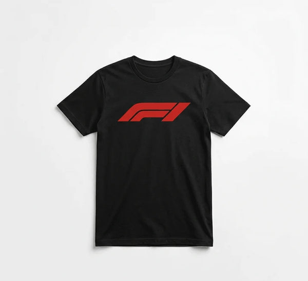 F1 Cotton Round Neck Tee - Black
