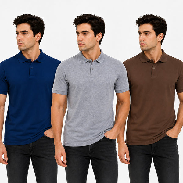 PACK OF 3 Cotton Polo Shirt for Men