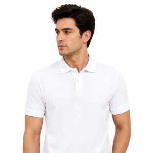 Men’s Slim Fit White Polo T-Shirt – Premium Casual Half Sleeves