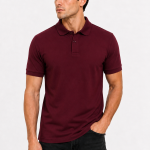 Maroon Plain Polo T-Shirt For Men