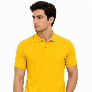 Premium Yellow Cotton Polo Shirt for Men