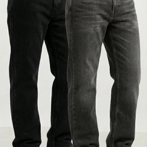 Men’s Premium Denim Pack of 2 – Regular Fit Jeans (Black & Dark Gray)