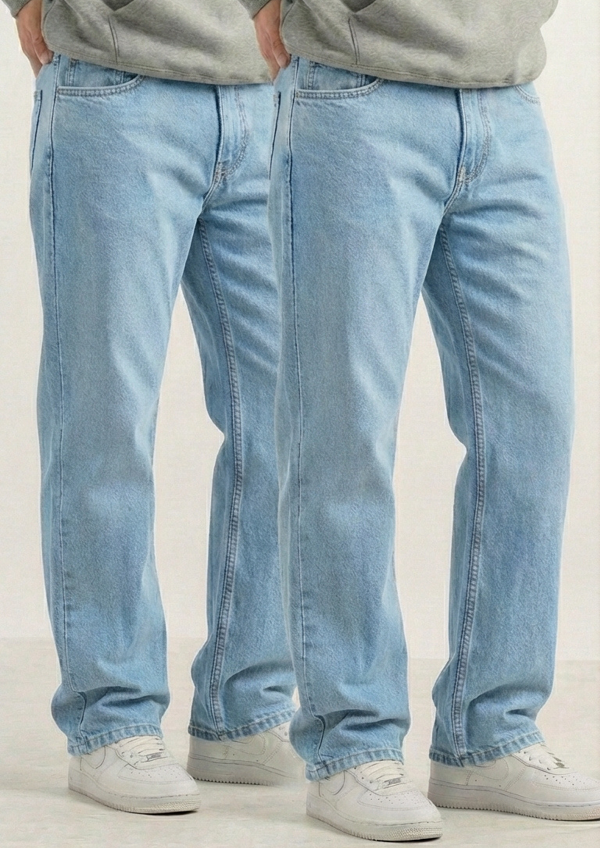 Men’s Premium Light Blue Denim Pack of 2 – Regular Fit Jeans