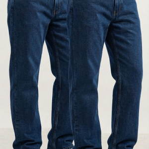 Men’s Premium Regular Fit Jeans Pack of 2 – Dark Blue Classic Denim Set