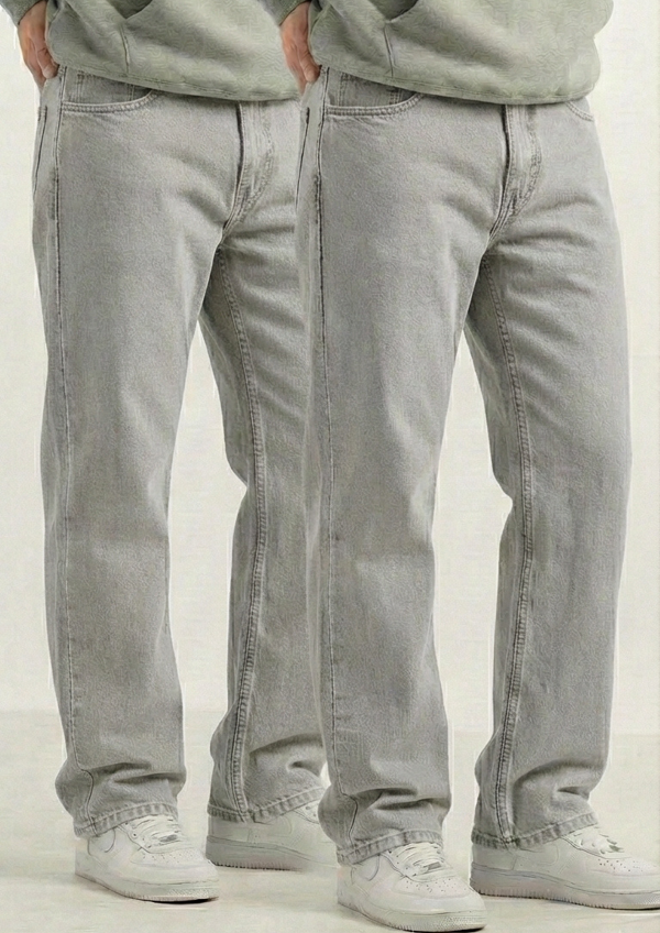 Men’s Essential Style Pack of 2 – Light Gray Regular Fit Jeans