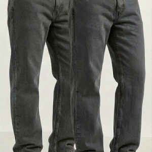 Men’s Casual Regular Fit Pack of 2 Jeans – Dark Gray Modern Fit Denim