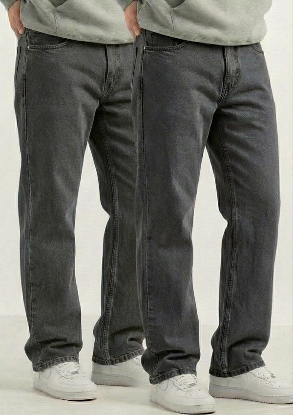 Men’s Casual Regular Fit Pack of 2 Jeans – Dark Gray Modern Fit Denim