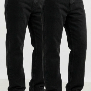 Men’s Premium Denim Pack of 2 – Regular Fit Jeans (Black & Dark Gray)