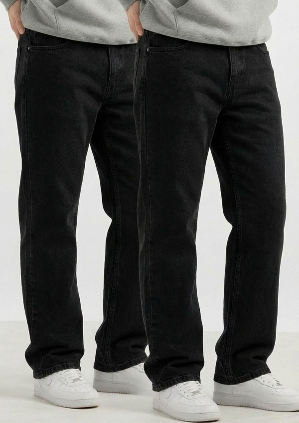 Men’s Premium Denim Pack of 2 – Regular Fit Jeans (Black & Dark Gray)