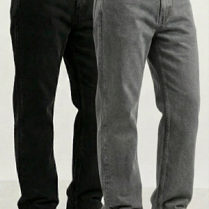 Men’s Smart Casual Pack of 2 – Regular Fit Jeans (Black & Gray Shades)