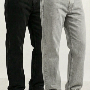 Men’s Classic Denim Pack of 2 – Regular Fit Jeans (Black & Light Gray)