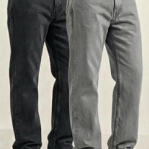 Men’s Premium Denim Pack of 2 – Regular Fit Jeans (Dark Gray & Gray)