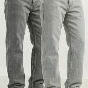 Men’s Signature Denim Pack of 2 – Regular Fit Jeans (Gray & Light Gray)