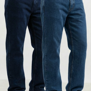 Men’s Everyday Essential Pack of 2 – Regular Fit Denim Jeans (Dark blue & Blue)