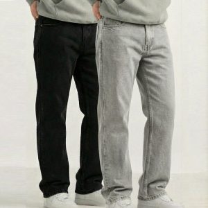 Men’s Classic Denim Pack of 2 – Regular Fit Jeans (Black & Light Gray)