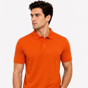 Premium Orange Cotton Polo Shirt for Men