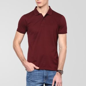 Men’s Slim Fit Maroon Polo T-Shirt – Premium Casual Half Sleeves