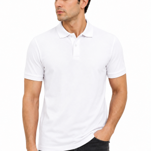 Men’s Slim Fit White Polo T-Shirt – Premium Casual Half Sleeves