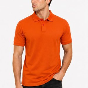 Premium Orange Cotton Polo Shirt for Men