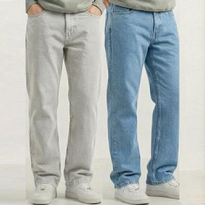 Men’s Classic Denim Pack of 2 – Regular Fit Jeans (Light Gray & Blue)