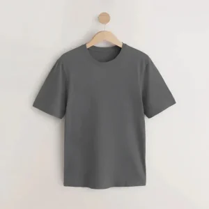 Alternative view of Cotton Round Neck Tee - Steel Gray