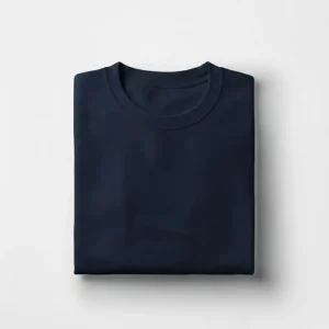 Cotton Round Neck Tee - Navy Blue