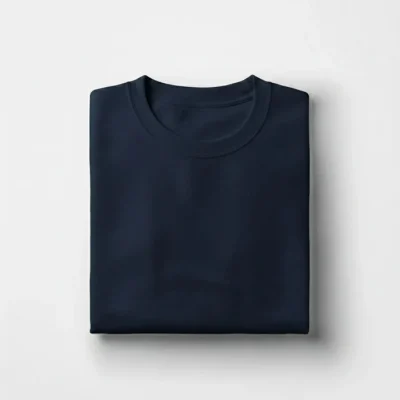 Cotton Round Neck Tee - Navy Blue