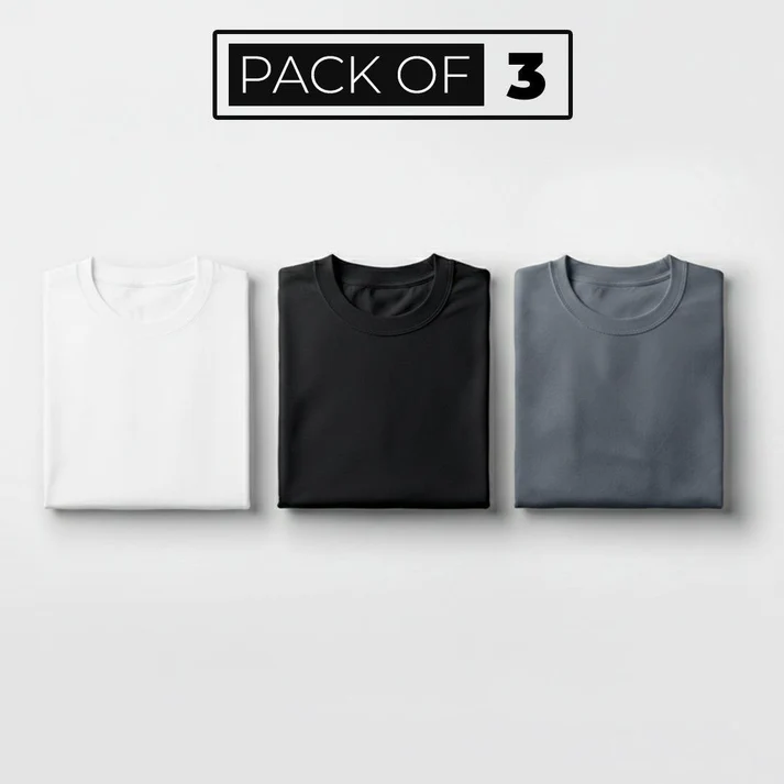 Pack of 3 - Cotton Round Neck Tees