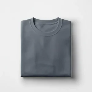 Cotton Round Neck Tee - Steel Gray