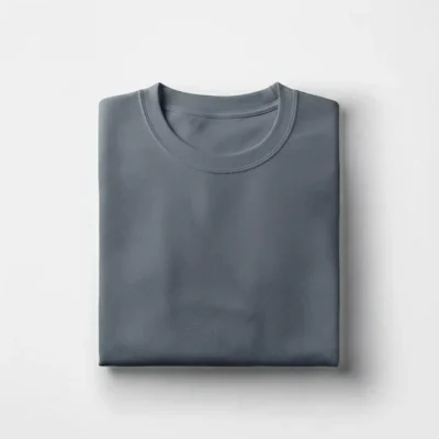 Cotton Round Neck Tee - Steel Gray