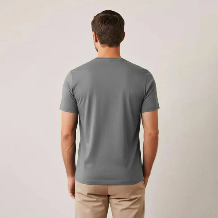 Cotton Round Neck Tee - Steel Gray - Image 4
