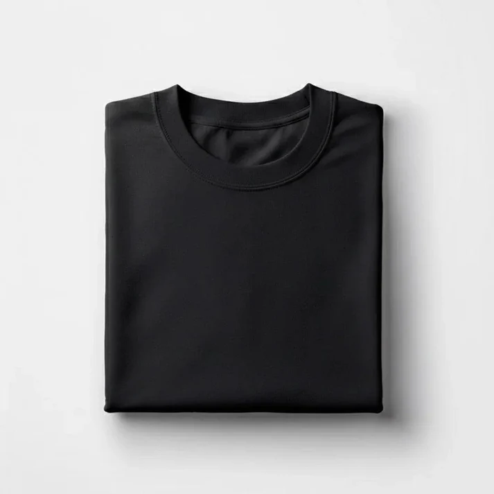Cotton Round Neck Tee - Black