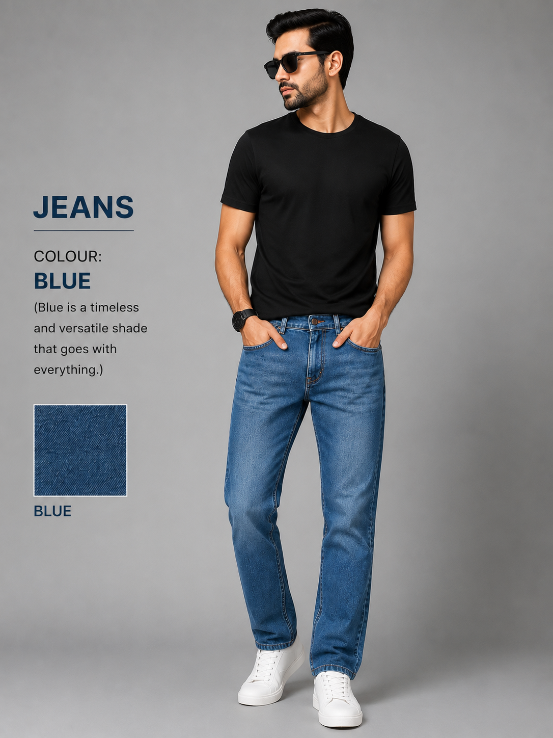 Regular Fit Denim Jeans For Men’s Denim blue