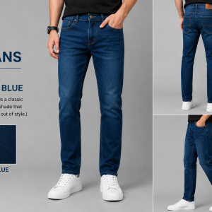 Regular Fit Denim Jeans For Men’s Dark Blue