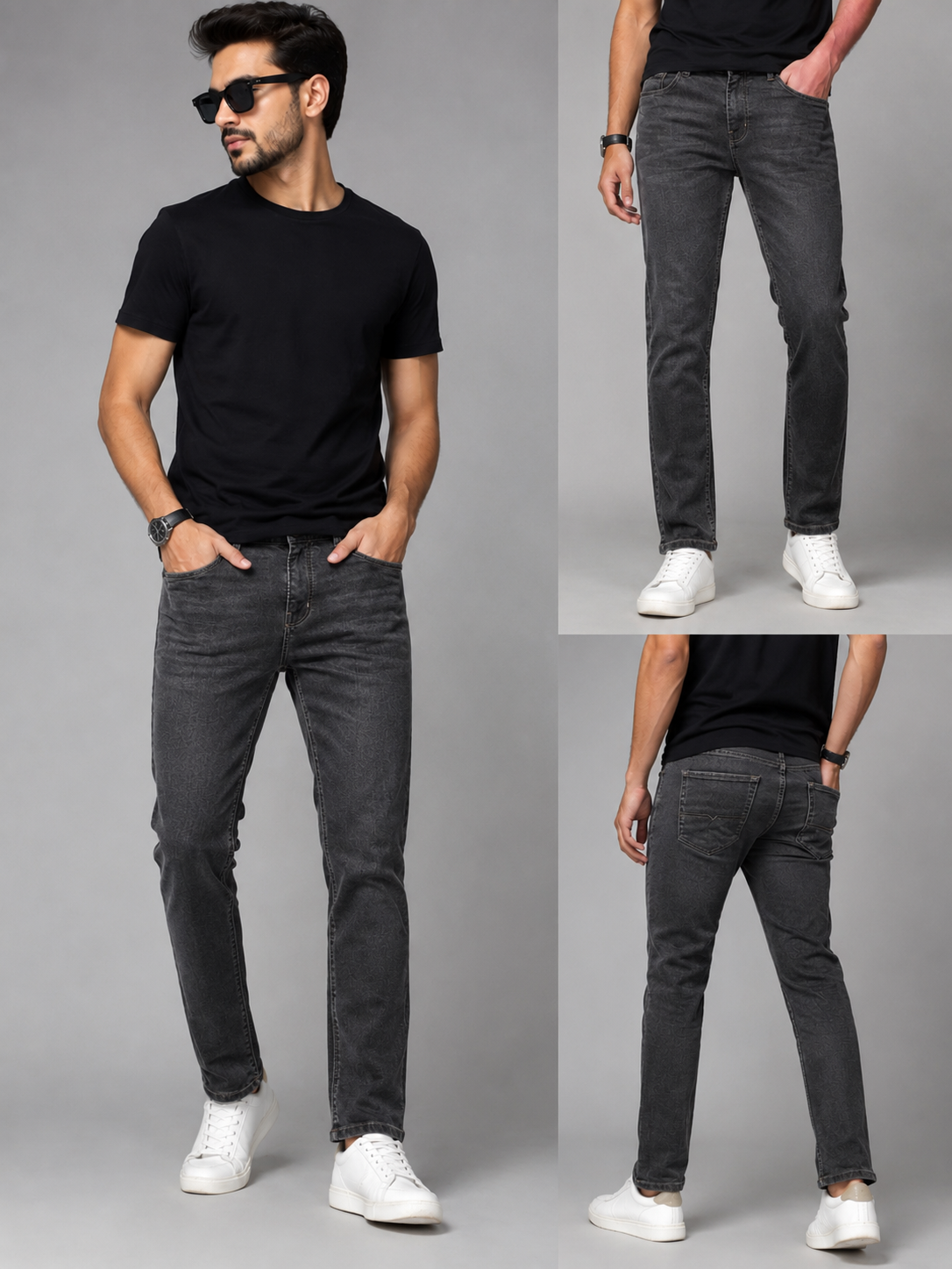 Regular Fit Denim Jeans For Men’s Drak Grey
