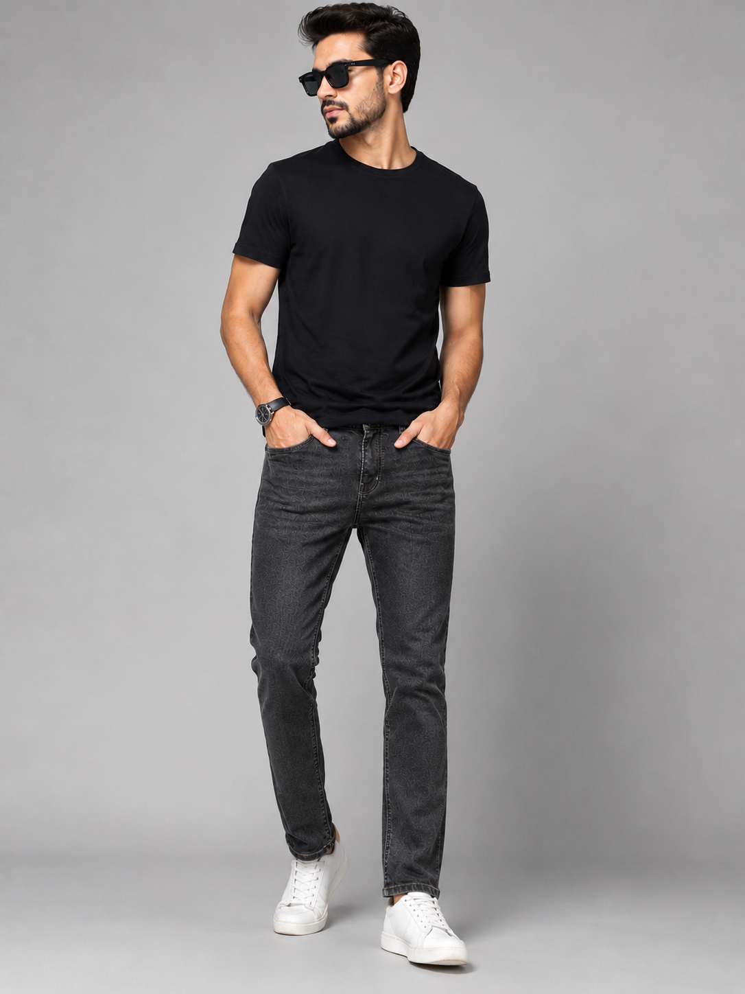 Regular Fit Denim Jeans For Men’s Drak Grey - Image 2