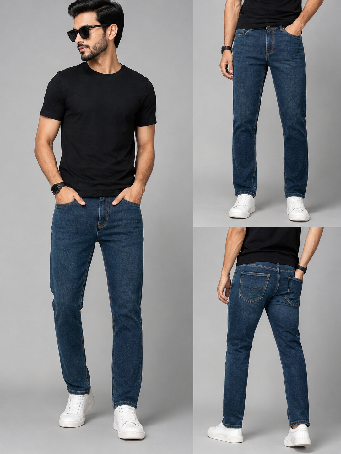 Regular Fit Denim Jeans For Men’s Greenes Drak Blue