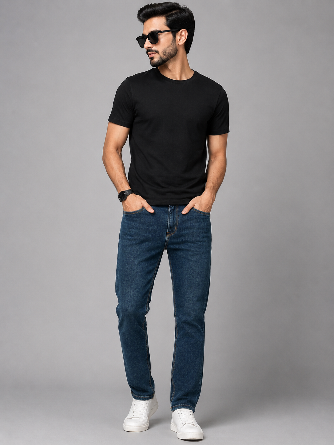 Regular Fit Denim Jeans For Men’s Greenes Drak Blue - Image 2